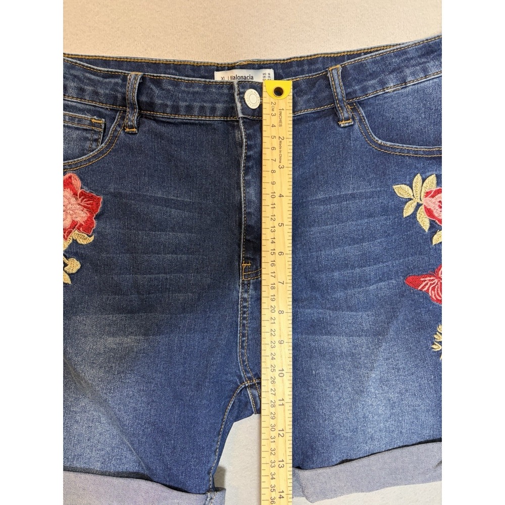 Malonacia Floral Embroidered Shorts Denim Size 10 XL - Picture 3 of 8